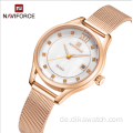 NAVIFORCE NF5010S Strass Edelstahl Feinmaschiger Gürtel Damenuhr im Stil einfaches Temperament Armbanduhren